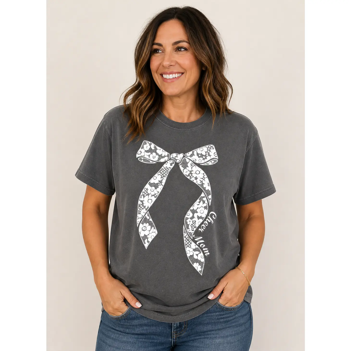 Cheer Mom Lace Bow T-Shirt
