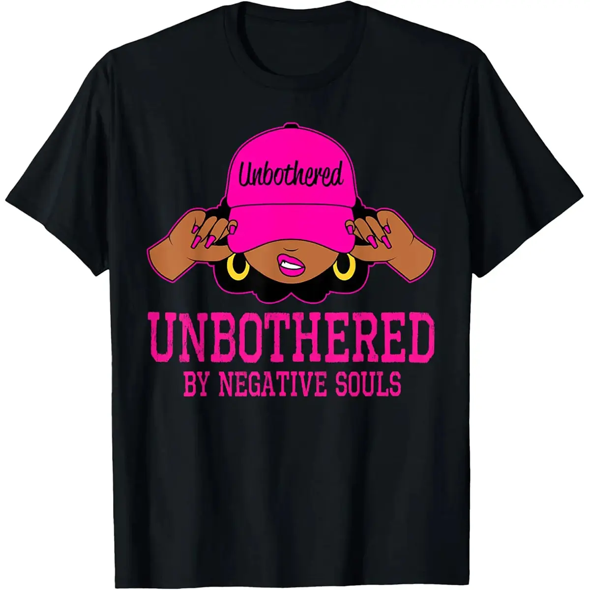 Unbothered Sassy Woman African American Afro Queen T-Shirt Top Vintage 818 Made In USA For Women [180G 100% cotton, lightweight and breathable, soft and comfortable]