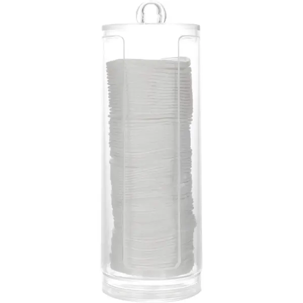 Cosmetic Cotton Pad Holder - Acrylic Makeup Remover Organizer with Dispenser & Storage Rack