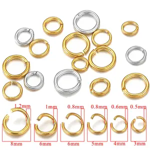 100-200pcs/lot 3/4/5/6/7/8/10mm Stainless Steel Gold Plated Jump Ring Connector for Diy Jewelry Making Accessories