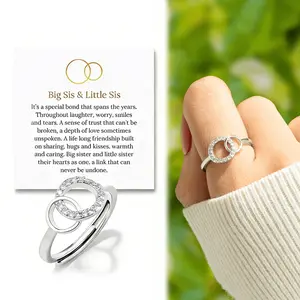 2-Pcs Hope Ring for Sisters - To My Sister Forever Linked Ring for Women - Double Loop Fashion Ring Inspirational Jewelry for Sibling Gift, Minimalist Jewelry, Sentimental Gift