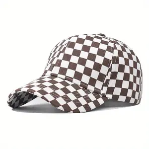 Unisex Checkerboard Baseball Cap - Black White No Fleece Breathable Adjustable All-Season Plush Warm Christmas Hat Set Jacquard with Lights winter outdoor warm hat unisex usb rechargeable auto repair casual trendy gold embroidery bag sport night pullover