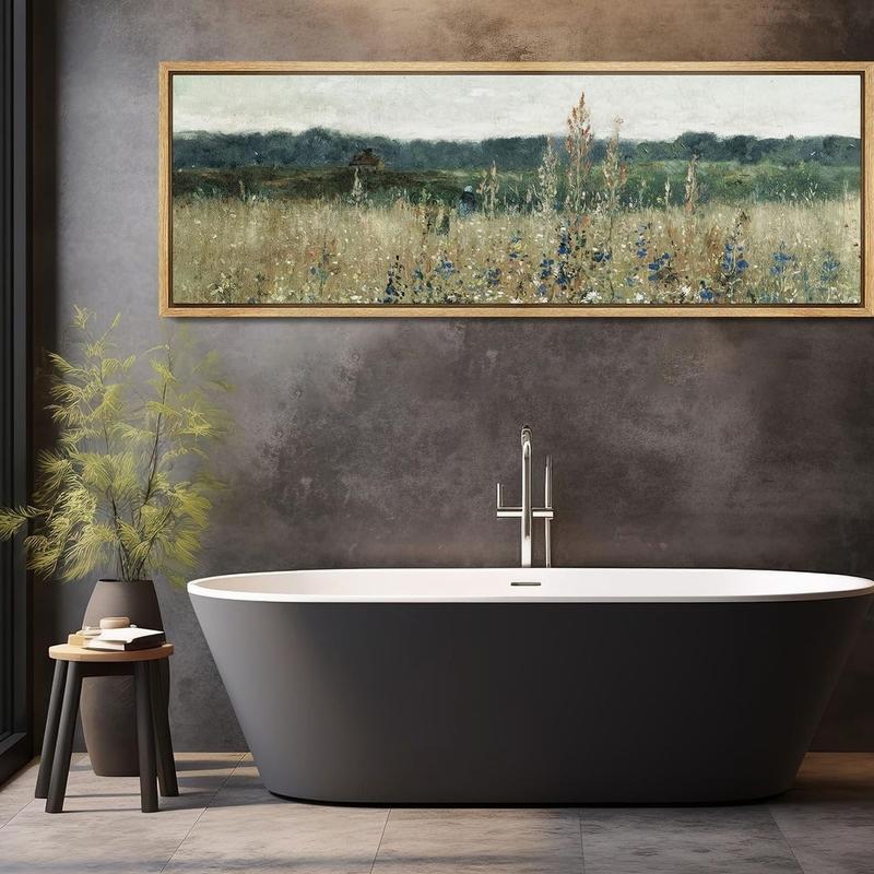 Poster Large Wall Art Vintage Wildflowers Field Landscape Art Print Horizontal Panoramic Wall Art Living Room Decor 6