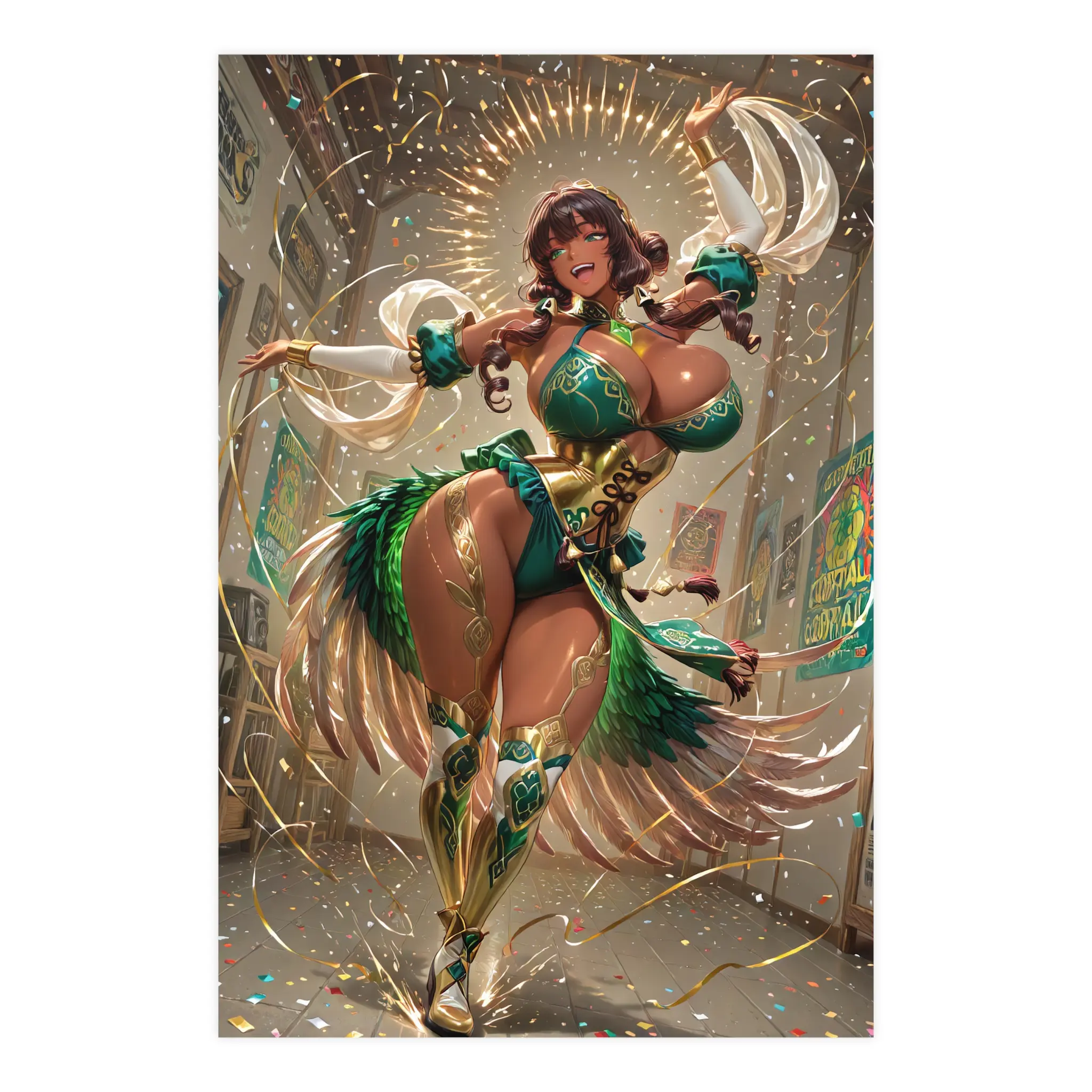 Vibrant Brazilian Carnival Dancer Matte Poster, Artistic Wall Art, Home Decor, Unique Artwork, Celebration Decor, Gift for Art Lovers