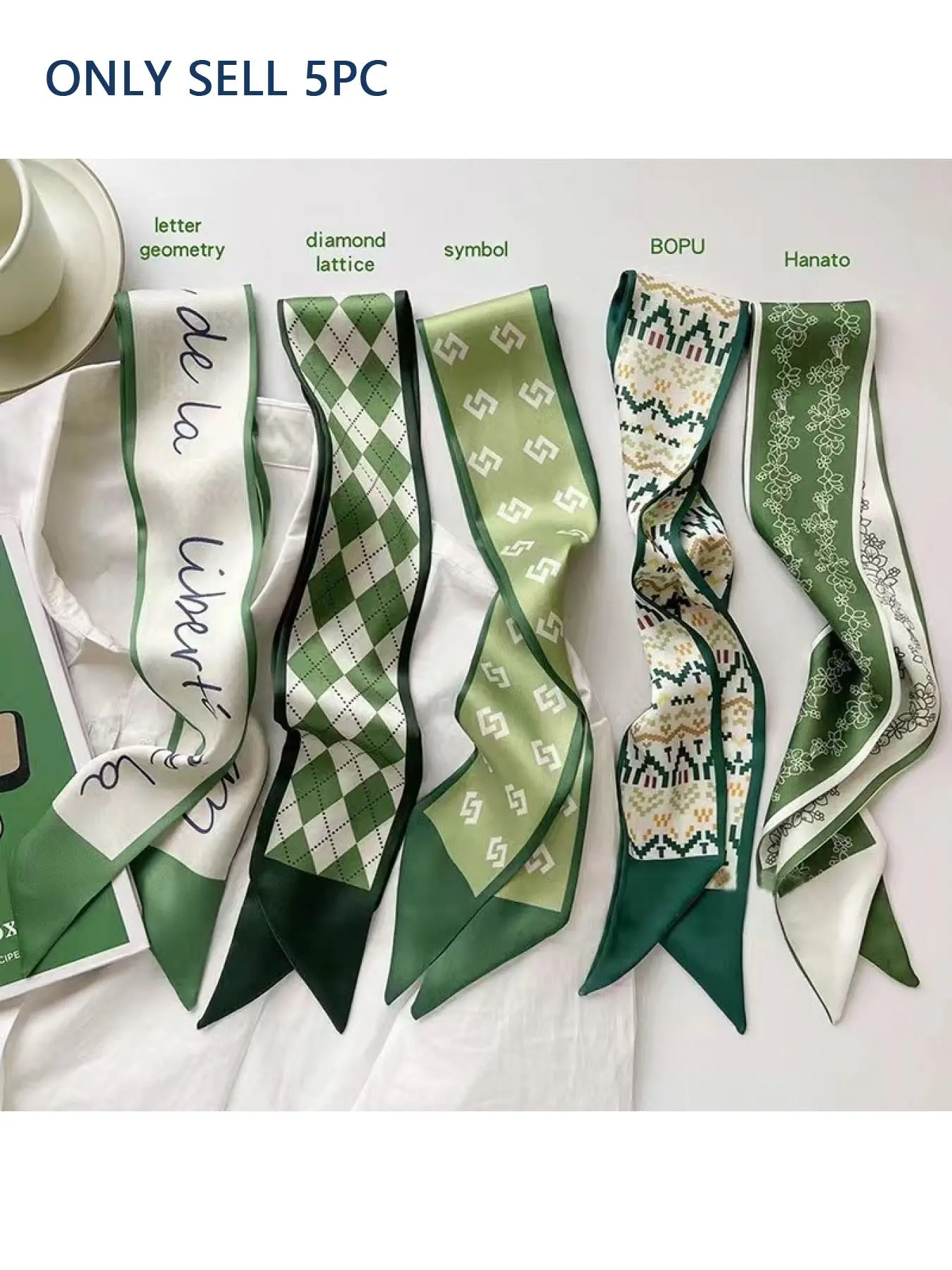 5 Pcs Silk Scarf Bag Decorative Strips, Long Thin Bag Decoration Ribbon, Luxury Atmosphere, Versal Handbag Accessory, Adjustable Chain Strap, Bag Scarf For Handbags, Purse Accessories, Fashion Accessory