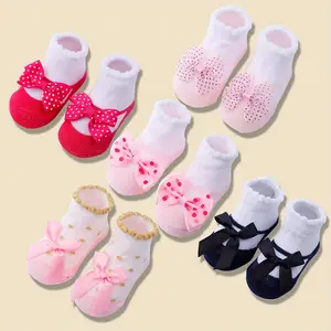 5-Pack of Adorable Baby Girl Cotton Socks with Flower Bowknots - Perfect for Toddlers!