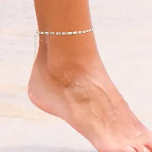 MEIITRUE 14K Gold Plated Waterproof Anklet for Women, Dainty Cubic Zirconia Anklet Bracelet for Beach, Summer Trendy ALL-match Jewelry for Girls