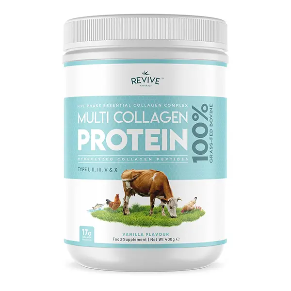 Vanilla Multi Collagen Protein Powder, 5 Types Hydrolyzed Collagen Peptides from Grass-Fed Bovine, Wild-Caught Marine & Free-Range Chicken, Unsweetened, Keto-Friendly, 400g