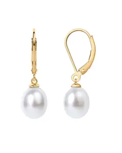 PAVOI 14K Gold Plated Freshwater Cultured Pearl Earrings Lever back Dangle Studs - Handpicked AAA Quality