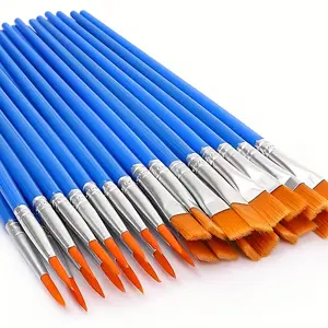 200pcs Professional Acrylic/Watercolor Brush Set - Flat And Round Brushes, Synthetic Nylon Bristles, Reinforced Copper Ferrules, Suitable for Canvas, Face Painting, And Artistic Creation | High-Capacity Artist Painting Tools