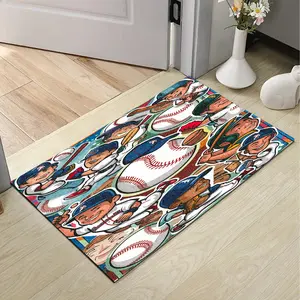 Baseball Bath Mat Diatom Mud Doormat Super Absorbent Non Slip Entryway Rug Diatomaceous Earth Floor Mat Quick Dry Welcome Carpet Indoor Outdoor Home Decor Cartoon Baseball Fan Gift Housewarming Decoration