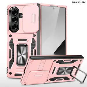 Case for Samsung Galaxy Z Fold 7 Phone Case with Camera Protector, with Stand, with Ring, Heavy Duty Armor Case for Galaxy Fold 6, Fold 5 - Alpine Green