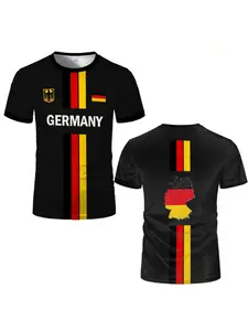 Men's Germany Football Jersey Summer Sports T-Shirt, German Flag Map Pattern, Loose Fit Round Neck, Ideal for Team Sports and Casual Wear