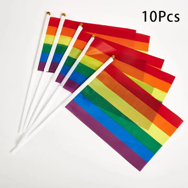10 Piece Mini Pride Flag Set – Parade & Party Decorations