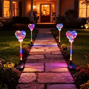 Solar Powered Heart Shaped LED Pathway Light, Solar Pathway Lights, Detachable Plastic Half Embedded Installation, 600mah Nickel Battery, Indoor Outdoor Use