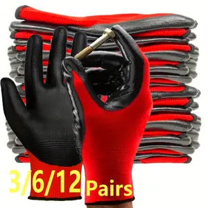 3 Pairs Nitrile Coated Garden Gloves, Comfortable & Durable for Home Outdoor Automotive Repair, Versatile Use Design