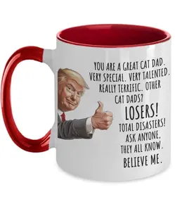 [Sale Up To 50%] Cat Dad Trump Mug for Cat Dad Gifts for Him, Funny Donald Trump Gift for Cat Dad Mug for Cat Lover Men, Cat Owner Republican Birthday Gifts, 11oz ceramic accent mug
