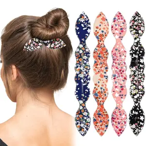 4 Pcs Deft Bun Maker French Twist Rabbit Ear Bun Twister Flexible Hair Styling Accessories for Women Girls Quality Fabric Adjustable Design