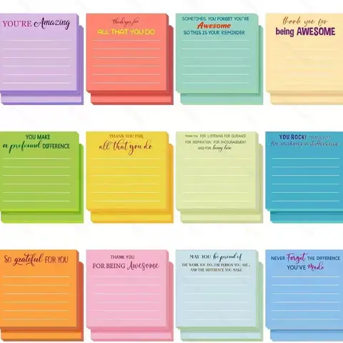 12 Pcs Employee Appreciation Sticky Notes Set ThankYou Gifts Bulk Note Pads Memo Pads with Savings Teacher GiftMini Pocket inspirational Notepads for CoworkerOffice Supply
