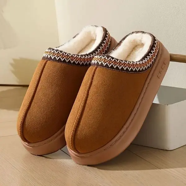 Unisex Trendy Slippers for Fall/Winter, Solid Color Fabric Upper with Thick Insole, EVA Non-Slip Sole, Comfortable Indoor/Outdoor Slip-On Shoes with Round Toe Cap Footwear Footwear