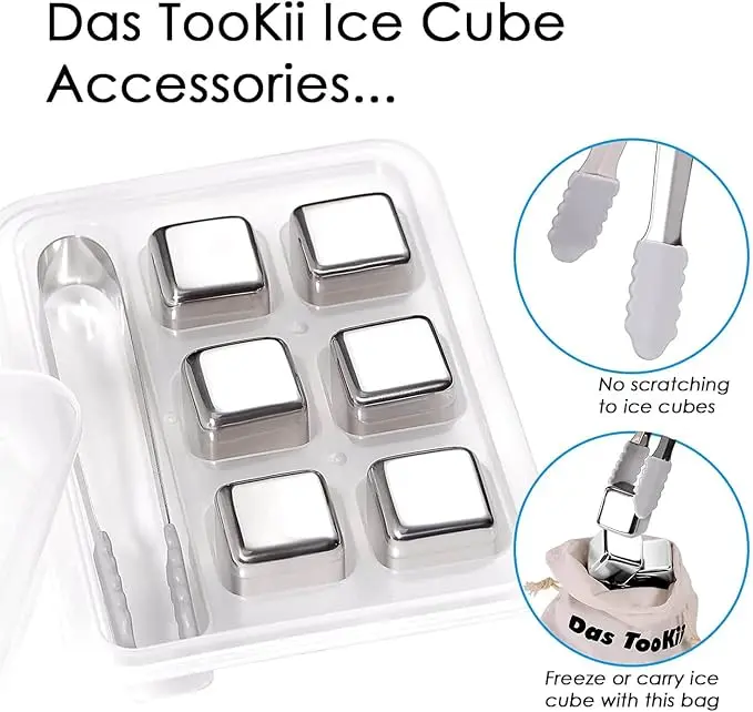 Never Water Down Your Whiskey Again! 6/8 Pack Stainless Steel Chilling Stones With Ice Tongs