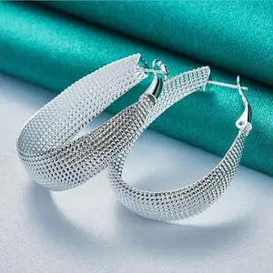 New Sterling Silver Plated Hoop Earrings for Women – European Style Wedding & Anniversary Gift
