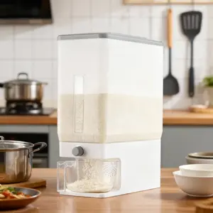 Lifewit Rice Dispenser with Measuring Cup, 25 Lbs Capacity, Airtight, Multifunctional Cup, BPA-Free - Lid, Transparent