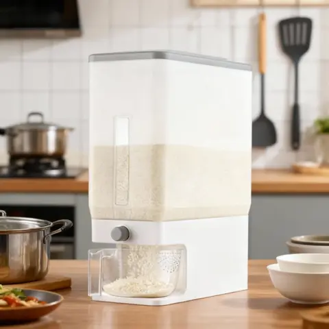 Lifewit Rice Dispenser with Measuring Cup, 25 Lbs Capacity, Airtight, Multifunctional Cup, BPA-Free - Lid, Transparent