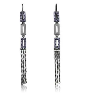 Edwin Earls Women's Sexy Dangle Stainless Steel Earrings with Tanzanite Crystal Stones