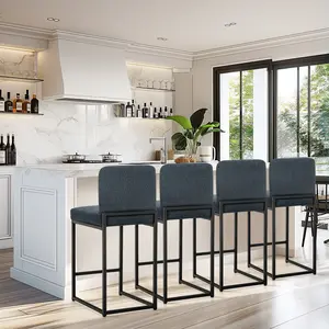 PHI VILLA Bar Stools Set of 2 or 4, Counter Height Chairs, Kitchen Stools for Island, 24 Inch Barstools with Back