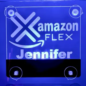 Customizable Acrylic LED Sign – 7 Color Choices, Personalized Name Display, Wireless & Rechargeable, Includes 4 Suction Cups & USB Charger, Ideal for Rideshare & Mobile Businesses