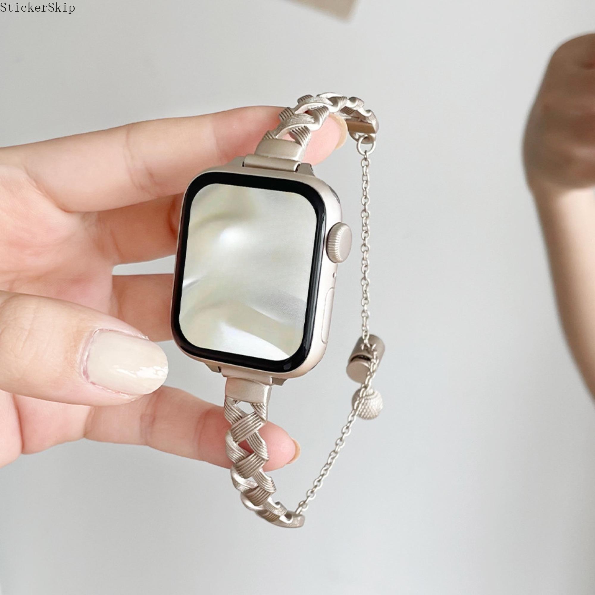 2026 Apple Watch Band, Braided Leather Chain Strap with Safety Chain, Gothic Punk Style iWatch Wristband for Series 10 9 8 7 6 5 4 SE Ultra, Adjustable Luxury Replacement Strap for Daily Wear & Night Out 2026 Apple Watch Band, Braided Leather Chain Strap with Safety Chain, Gothic Punk Style iWatch Wristband for Series 10 9 8 7 6 5 4 SE Ultra, Adjustable Luxury Replacement Strap for Daily Wear & Night Out