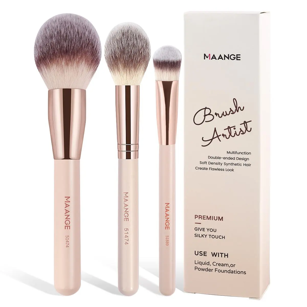 MAANGE 1pc/2pcs/3pcs Professional Facial Synthetic Multifunctional Makeup Brushes Face Makeup Brush Flat Head Triangle Brush Concealer Brush Powder Brush Blush Brush Foundation Brush Complexion Brush Makeup Tool,Makeup Accessories Gifts for Friends