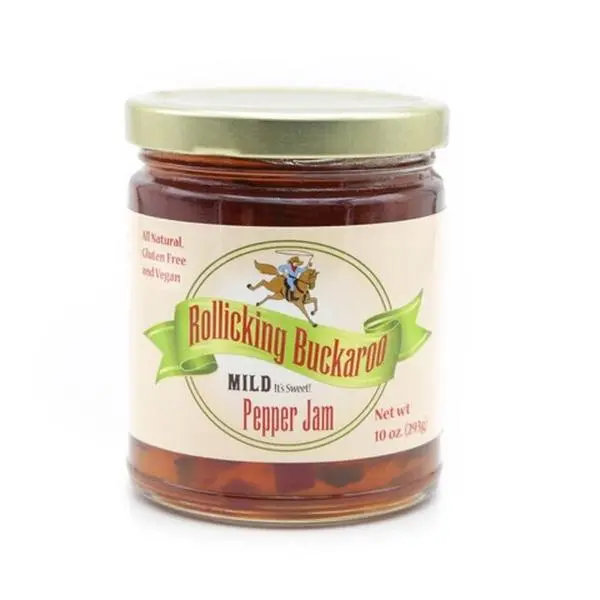 Rollicking Buckaroo Pepper Jam Mild-"It's Sweet"  All Natural, Gluten Free and Vegan Gourmet pepper jam