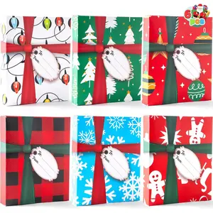 6PCS Gift Card Box Christmas, Gift Card Holder Unique for Holiday Birthday Presents Wrap, 4.7" x 4" x 0.8" Christmas Cash Money Card Box Holders, Xmas Party Favor Gifts Wrapping Boxes