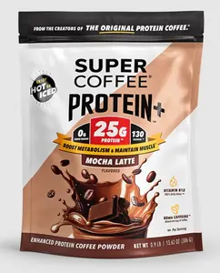 Super Coffee - Mocha/Vanilla Super Coffee Protein+ Powdered Coffee - 1 pack | 14oz each - 25g Protein 130 Calories