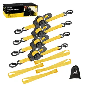 【FathersDayGift】SOARFLY R1 Retractable Ratchet Straps, 1" x 11.5' Heavy Duty Retracting Tie Down Straps for Cargo, Truck, Trailer, Motorcycle, Boat (2-Pack or 4-Pack)  SummerWins , DealsForYouDays