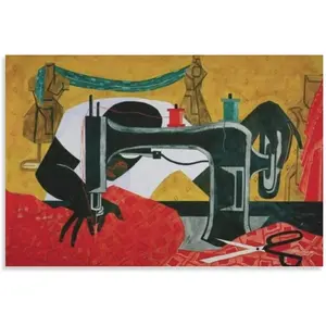The Seamstress by Jacob Lawrence Poster Cool Artworks Painting For Home Bedroom Dorm Wall DecorUnframe-style 24x36inch(60x90cm) - Farmhouse Canvas Poster Decoration Photo Artistic Ornaments Print