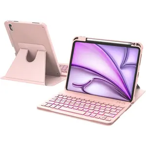 for iPad Air 11-inch Case with Keyboard M4/M3/M2 (2026/2025/2024), 360? Rotatable Case & Detachable  Keyboard for iPad Air 5/4th, 7-Color Backlit, Precision Cutouts, Pen Holder,