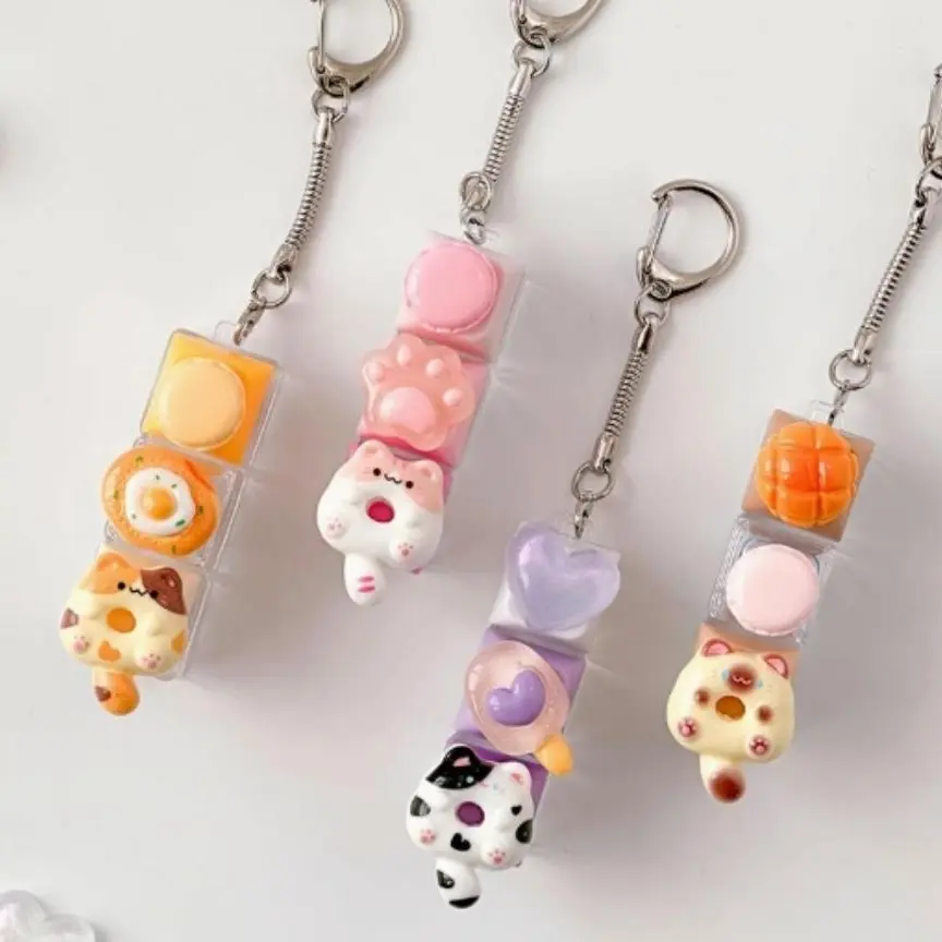 DIY Keyboard Keychain Clicker Kit – Cute Clicky Keycap Fidget Bag Charm, 3-Key Mini Keyboard Keychain with Random Keycaps