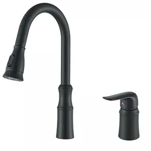 LYTAP Kitchen Sink Faucet Pull Down Sprayer with Separate Handle, Pull Out faucet Kitchen Fixture,Matte Black Single Handle Mixer Tap with Hot and Cold Water Line, Deck Mounted, 2 or 3 Holes
