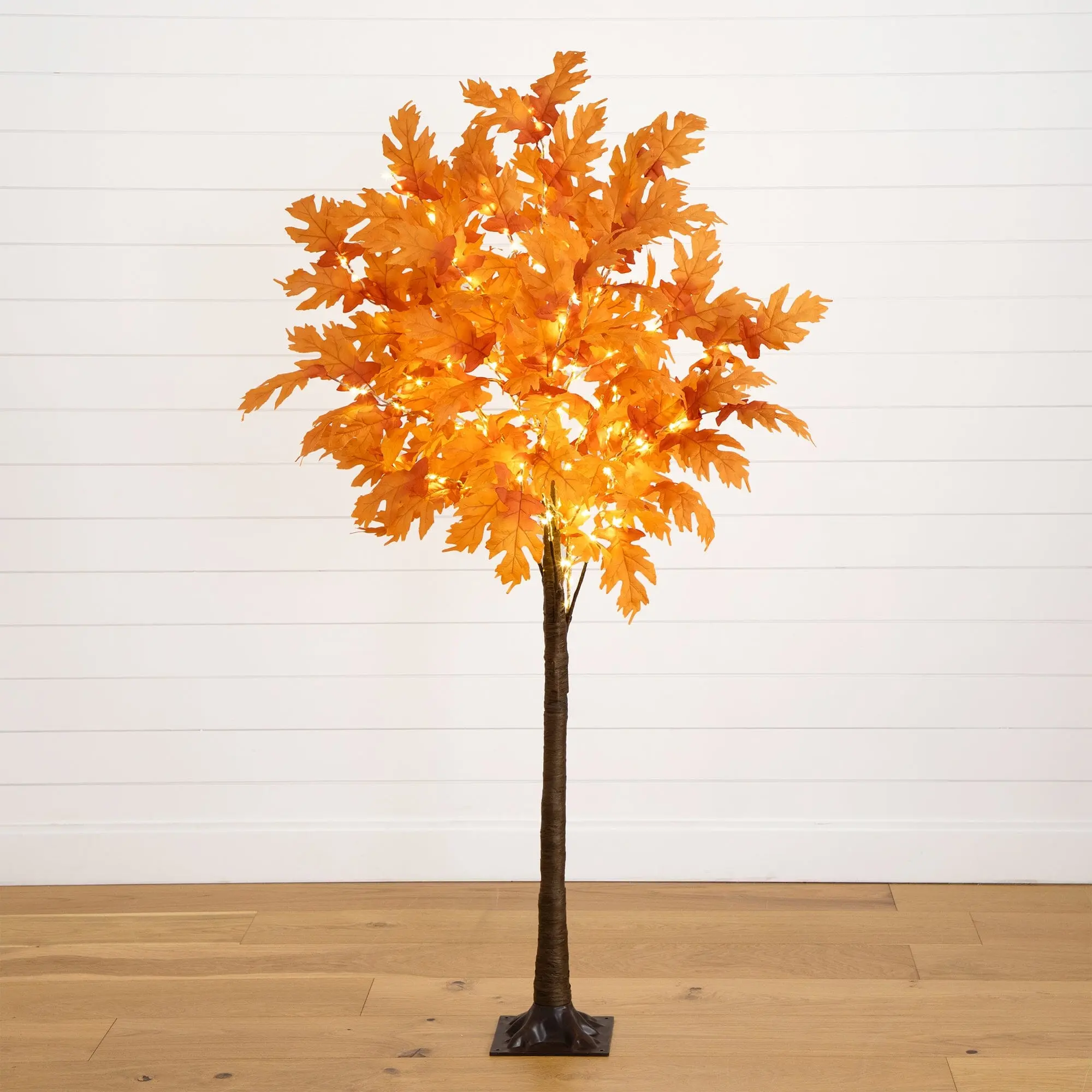 6ft Pre-Lit Synthetic Autumn Maple Tree, 300 Warm White LED Lights, Decorative Home Decor for Room, Party Use