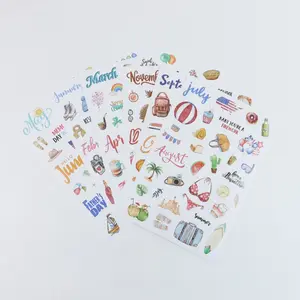 Handmade Journal Sticker Set, Monthly & Holiday Decorative Stickers, Healing Design, Essential Stationery for Students