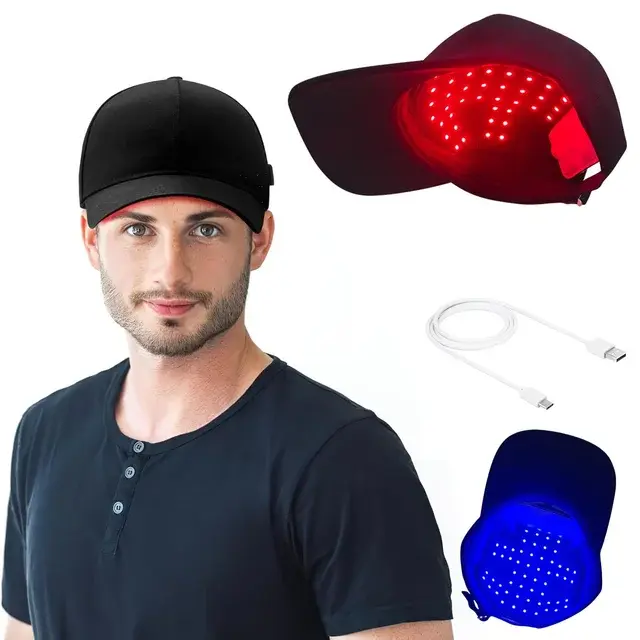 FDA Cleared - Red Light Scalp Care Cap, 850nm Infrared Hair Wellness Hat for Daily Routine, Adjustable Black Scalp Care Hat