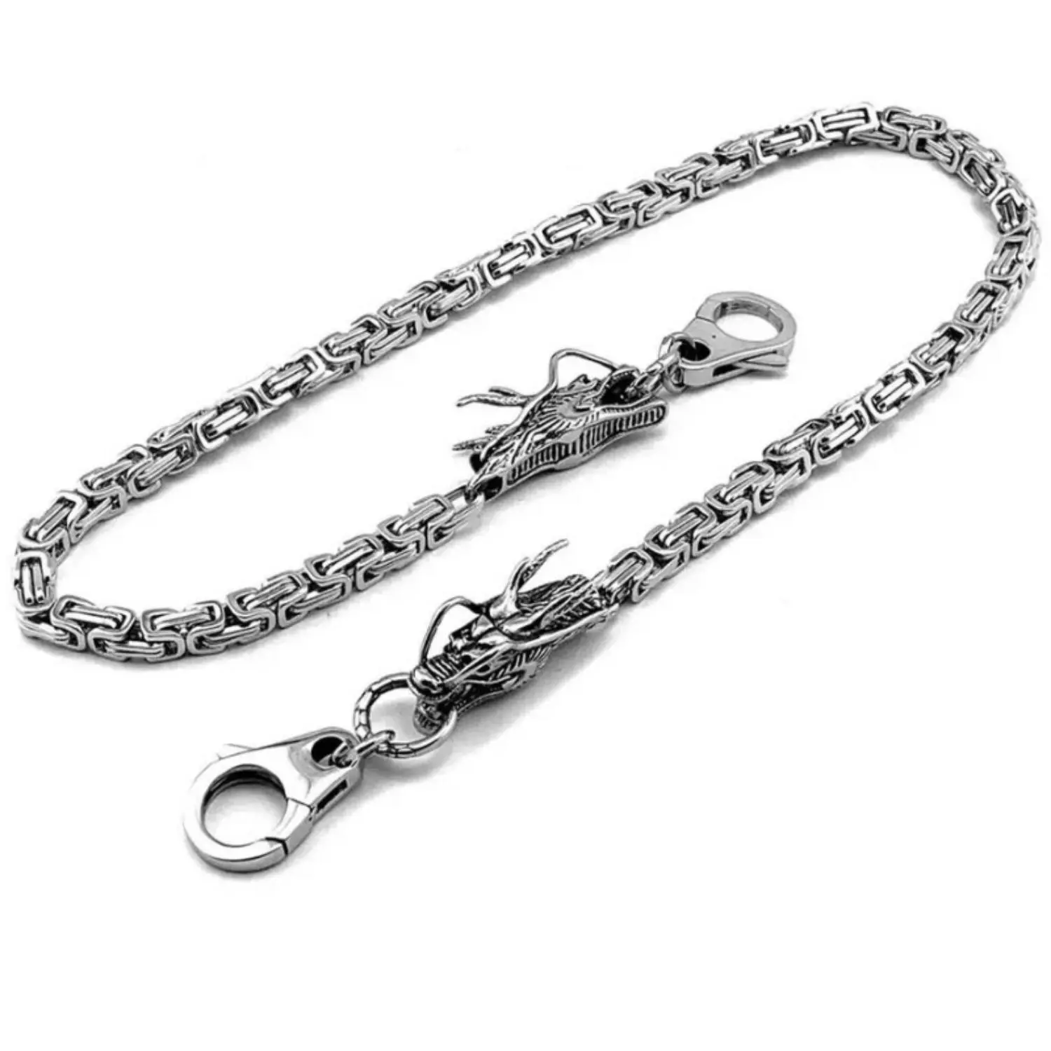 Mens 316L Stainless Steel Metallic Huge Dragon Animal Keychain, 69cm Biker Key Wallet Chain for Casual Use, Birthday Gift D09Z1, Animals