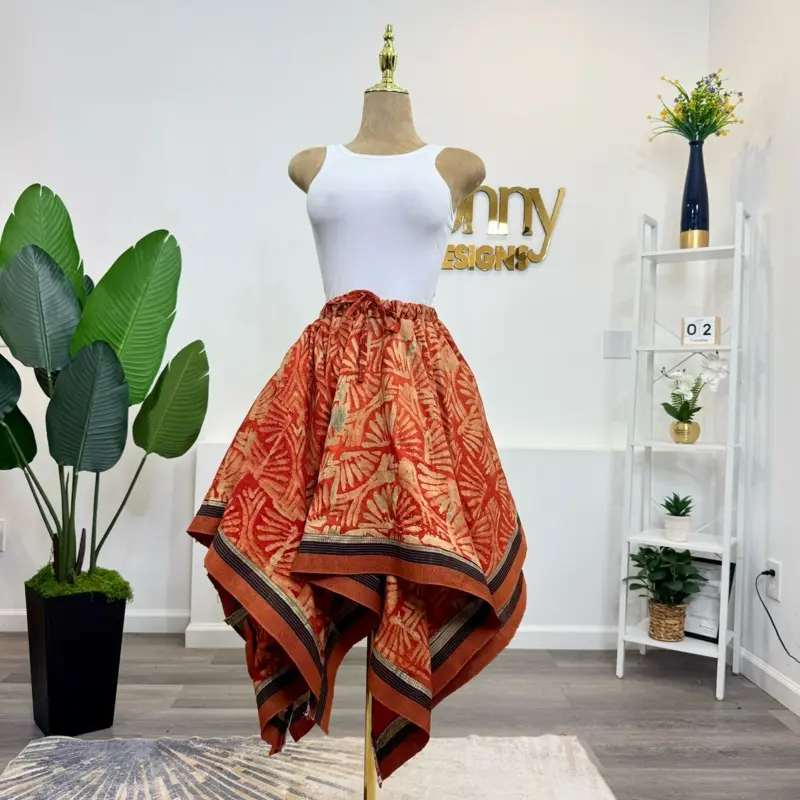 Adire Double Handkerchief skirt | Handwoven Aso-oke | African Print | Ideal for Casual Occasions