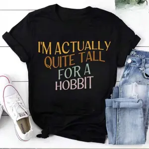 I'm Actually Quite Tall For A Hobbit Vintage T-Shirt, Hobbit Core, Sarcastic Hobbit, Short Girl Gift, Book Lover Gift Idea, LOTR Fans ShirtBlack,
