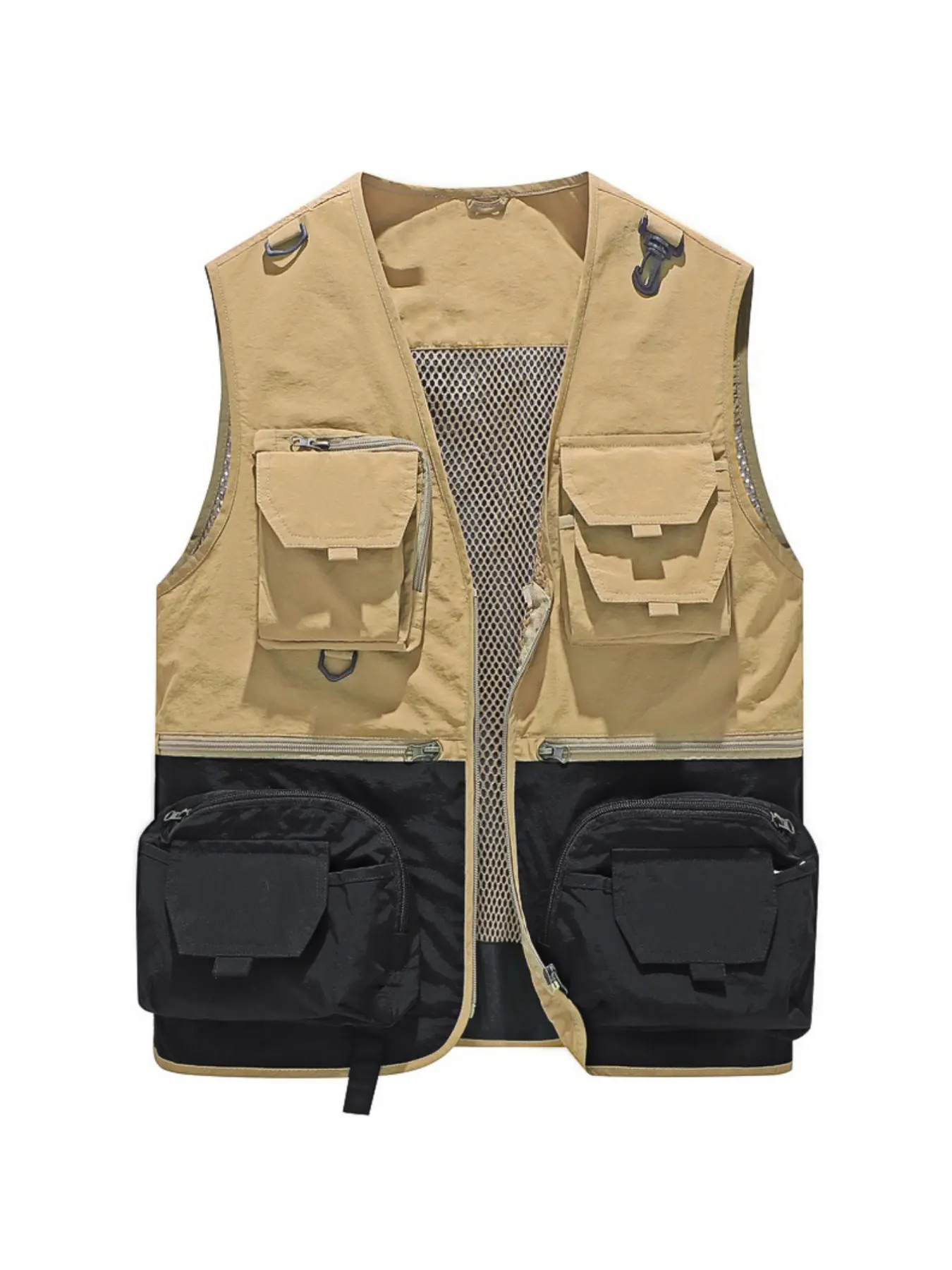 Multi-pocket large pocket outdoor hiking vest, multi-functional color-blocking men's fishing vest, stylish all-season running vest for men