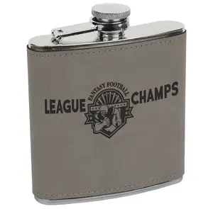 Personilized Engraved Flash Vegan Leather Wrapped Drinkware Hip Flask