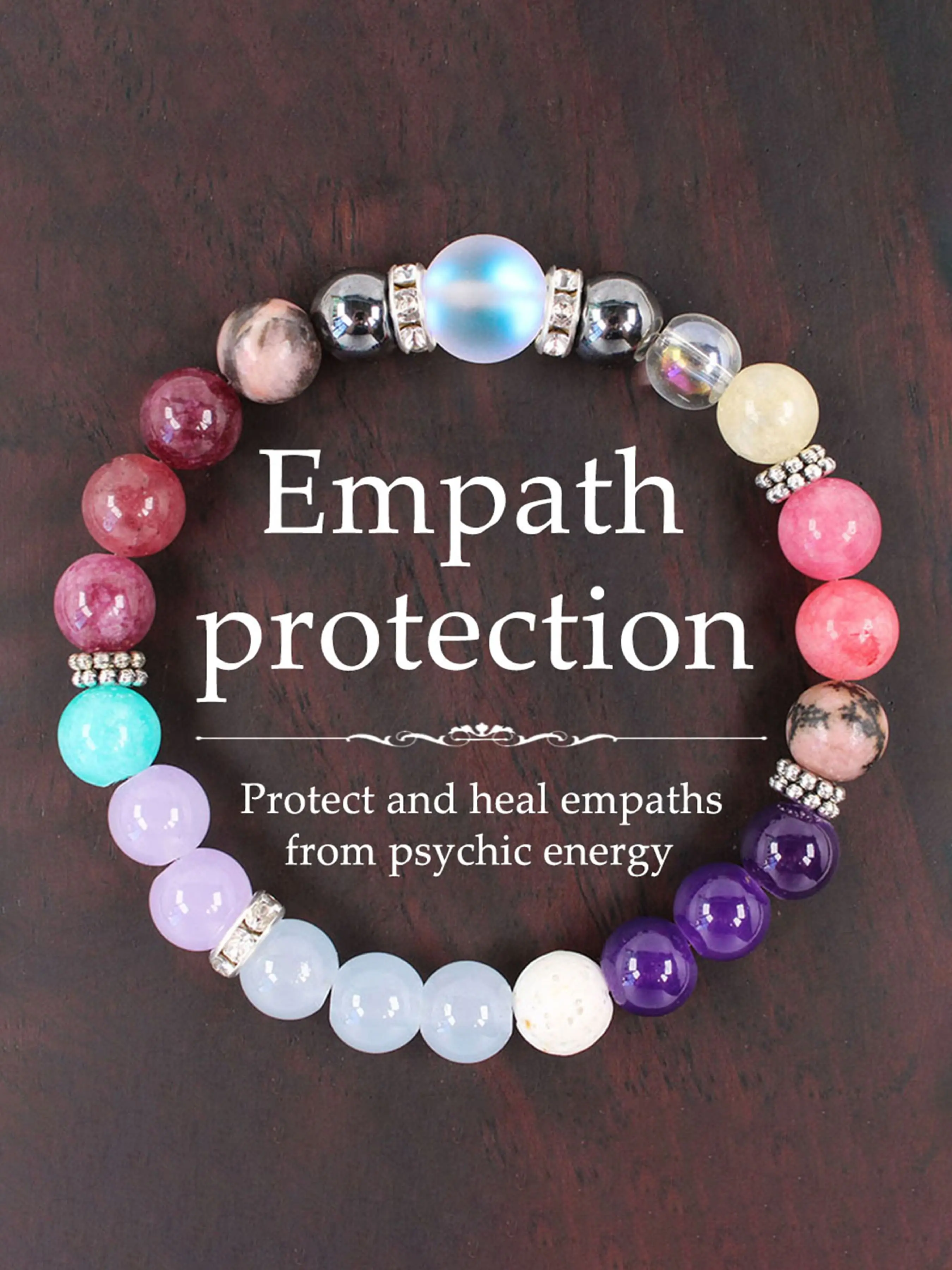 Empathy Protection Healing Crystal Bracelet, Handmade Garnet Multi-Gemstone Beaded Jewelry, Fashion Accessory for Men & Women, Perfect Gift